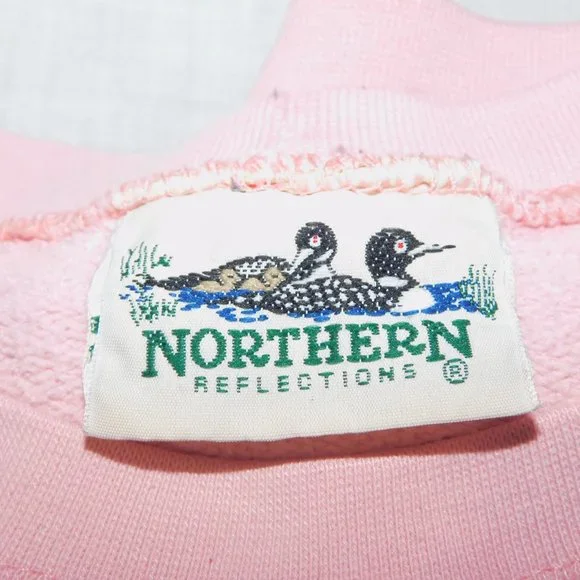 VTG 90s Northern Reflections Womens L Pink Floral Glitter detail  Sweatshirt - Picture 3 of 13